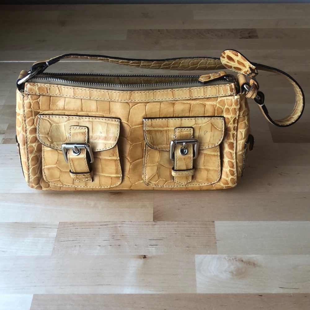 Dooney and Bourke yellow leather print purse